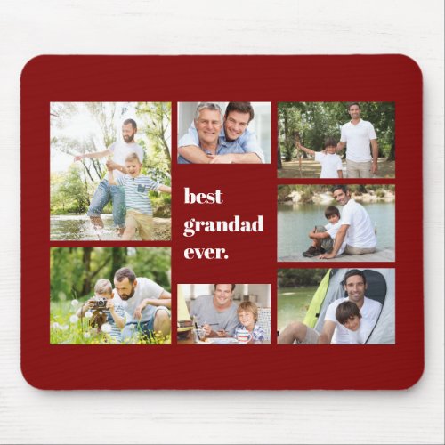 Best Grandad Ever Maroon Red Photo Collage Mouse Pad