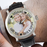Best Grandad Ever Personalized Photo Watch<br><div class="desc">Personalized photo watch - perfect for your grandad - but you are welcome to customize the text as you wish. Upload your favorite photo and it will be displayed with a semi-opaque border overlay, as a base for the typography. The wording currently reads "Best ♥ Grandad ♥ Ever .. love...</div>