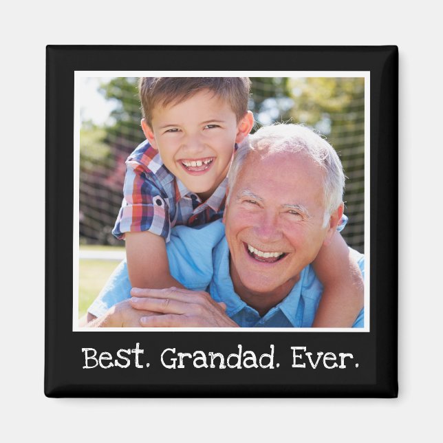 Best Grandad Ever Photo Personalized Black  Magnet (Front)
