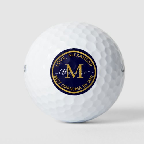 Best Grandad Ever Sailboat Monogram Name Navy Blue Golf Balls