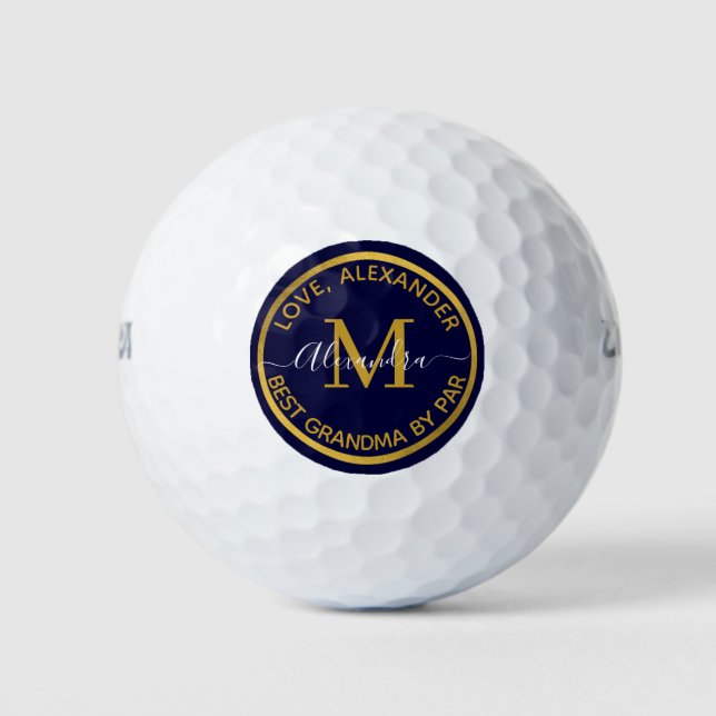 Best Grandad Ever Sailboat Monogram Name Navy Blue Golf Balls (Front)