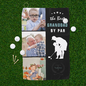 Best Granddad By Par | Monogram Photo Collage Golf Towel