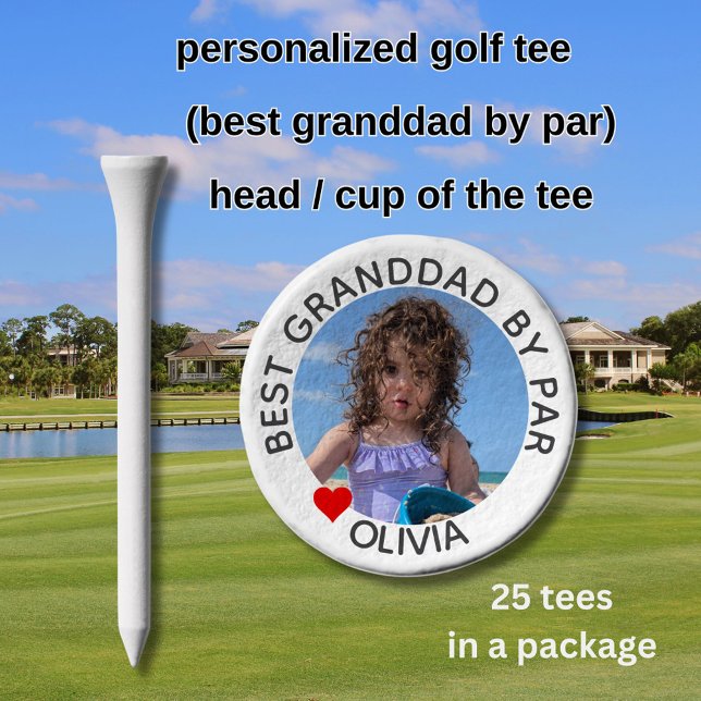BEST GRANDDAD BY PAR NAME PHOTO HEART         GOLF TEES (Creator Uploaded)
