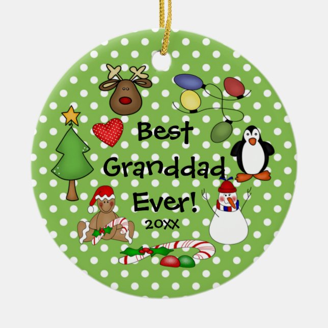 Best Granddad Ever Christmas Ornament (Front)