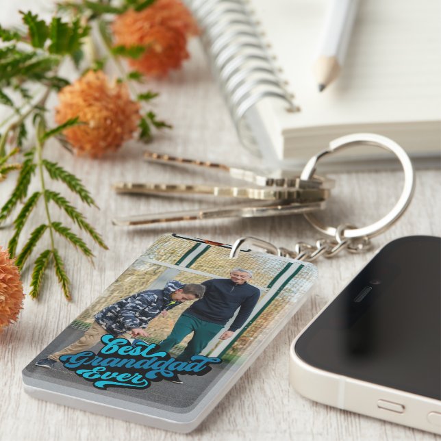 Best Granddad Ever | Grandpa Photo Keychain (Front Right)