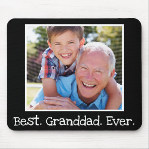 Best Granddad Ever Photo Personalized Black Mouse Pad