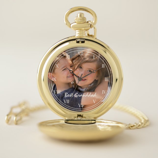 Best Granddad Personalized Photo Face Pocket Watch (Inside)