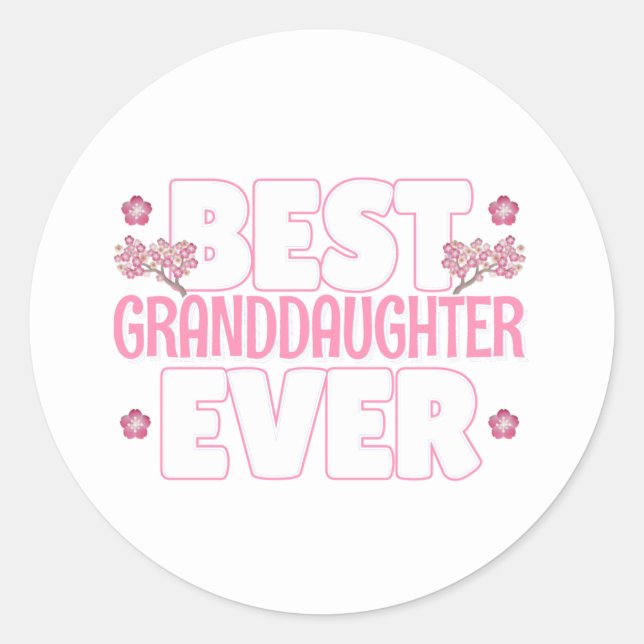Best Granddaughter Ever - Cherry Blossoms Classic Round Sticker (Front)