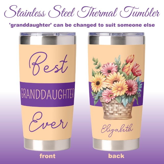 Best granddaughter ever gerbera flowers orange insulated tumbler (Creator Uploaded)