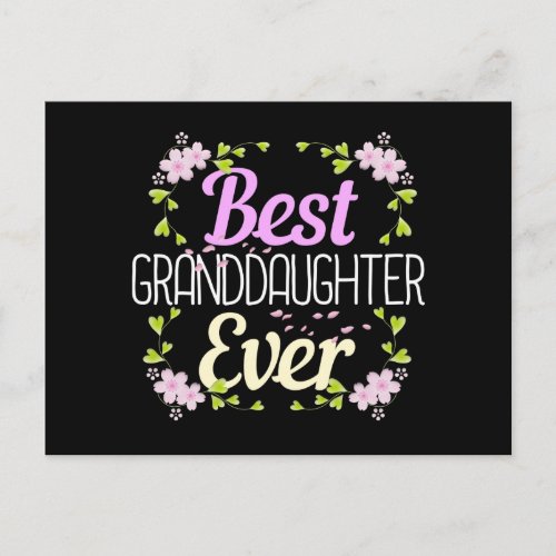 Best Granddaughter Ever _ Pink Floral Postcard