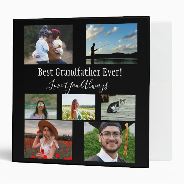 Best Grandfather Ever 8 Photo Collage 3 Ring Binde Binder (Front/Inside)