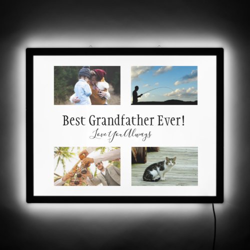 Best Grandfather Ever Black and White Modern  LED Sign