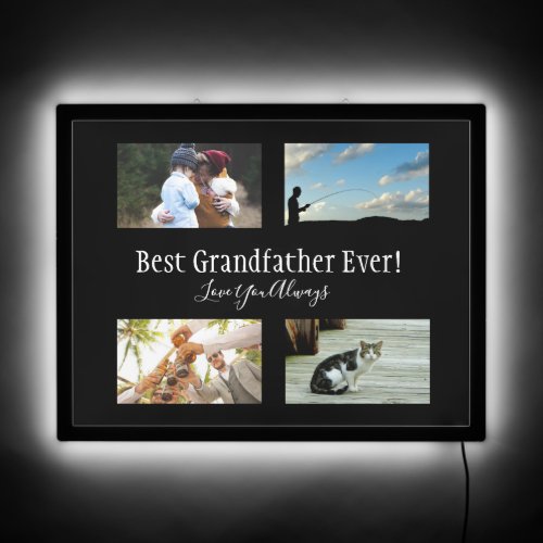 Best Grandfather Ever Black and White Modern  LED Sign