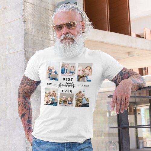 Best Grandfather Ever Grandchildren Photo Collage T_Shirt