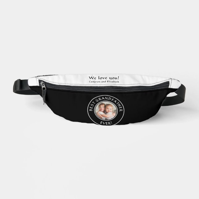 Best Grandfather Ever Photo Grandkids Gift Black Fanny Pack (Front)