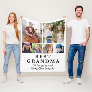 Best Grandma 6 Photo Collage Keepsake Fleece Blanket