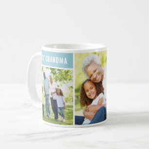 Best Grandma Aqua Blue Photo Collage Coffee Mug