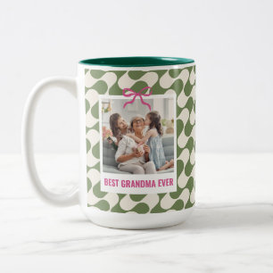 Best Grandma Birthday Gift Grandkids Custom Photo Two-Tone Coffee Mug