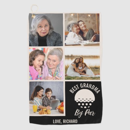 Best Grandma By Par Custom 5 Photo Collage Golf Towel