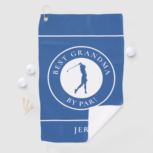 Best Grandma By Par Golfer Monogrammed Sports Blue Golf Towel