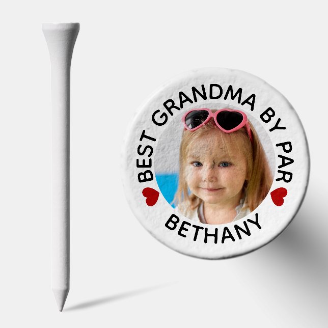 Best Grandma By Par Photo Hearts Name Golf Tees (Combo)