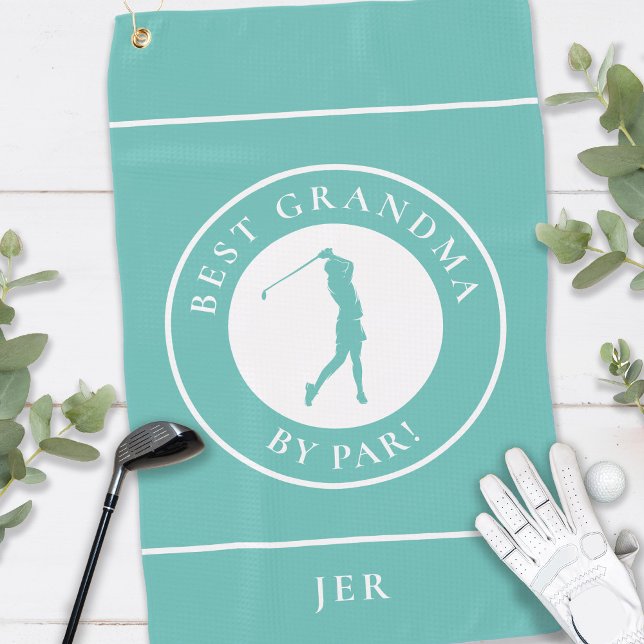 Best Grandma By Par Teal Golfer  Golf Towel (Creator Uploaded)