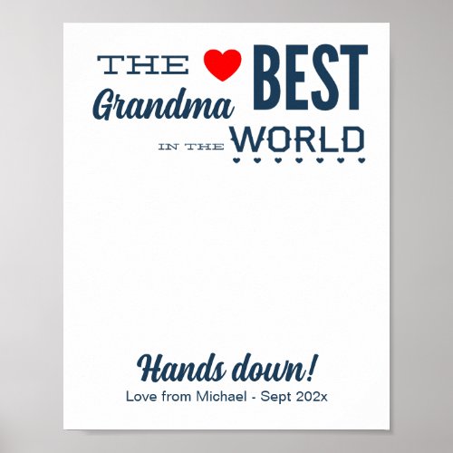 Best Grandma Custom Handprint Template Poster