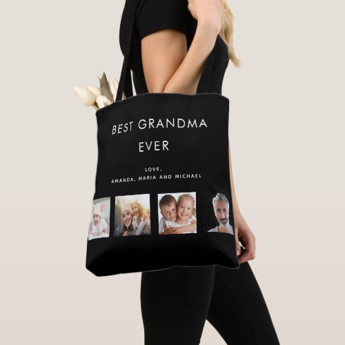 Best Grandma custom photo collage family black Tote Bag