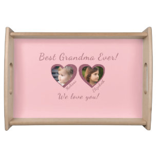 Best Grandma Custom Two Photo Template Serving Tray