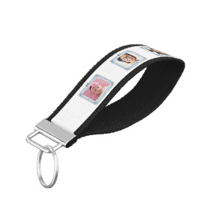 Best Grandma Est Custom Date 3 Photo Cute Preppy Wrist Keychain