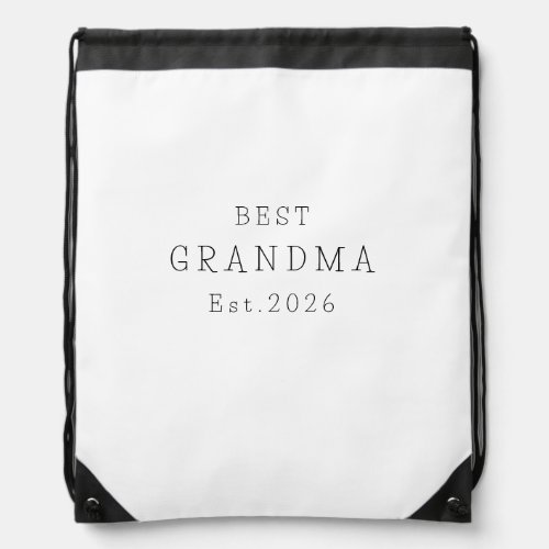 Best Grandma Est Custom Date Minimalistic Elegant Drawstring Bag
