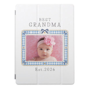 Best Grandma Est Custom Date Photo Cute Preppy iPad Pro Cover