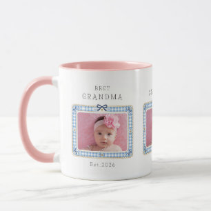 Best Grandma Est Custom Date Photo Cute Preppy Mug