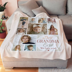 Best Grandma Ever 10 Photo Collage Fleece Blanket