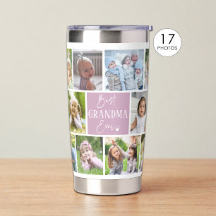 Best Grandma Ever 17 Photo Collage Custom Colors Insulated Tumbler