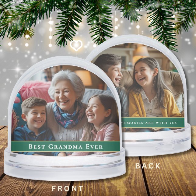 Best grandma Ever 2-Photo Grandkids Christmas Gift Snow Globe (Creator Uploaded)
