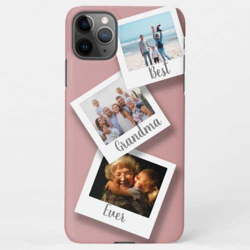  Best Grandma Ever 3 Photo Collage Dusty Rose iPhone 11Pro Max Case