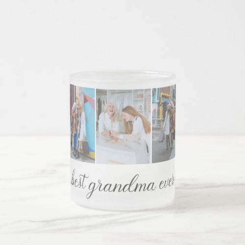 Best Grandma Ever 3 Photo Collage Frosted Glass Coffee Mug