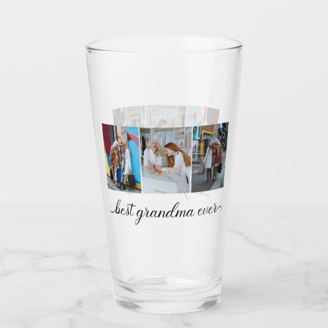 Best Grandma Ever 3 Photo Collage Glass (Front)