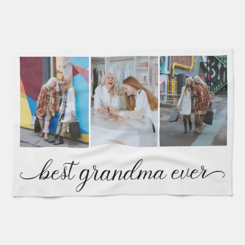 Best Grandma Ever 3 Photo Collage  Kitchen Towel