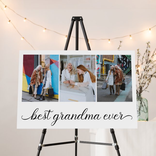 Best Grandma Ever 3 Photo Collage Party  Foam Board (In Situ (Stand))