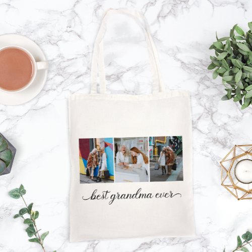 Best Grandma Ever 3 Photo Collage  Tote Bag