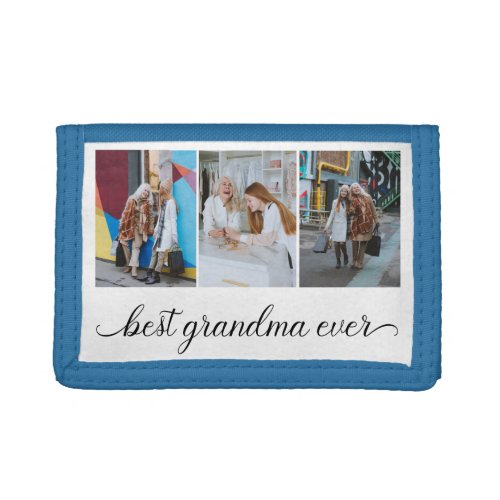 Best Grandma Ever 3 Photo Collage  Trifold Wallet