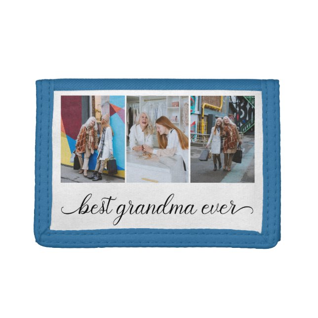 Best Grandma Ever 3 Photo Collage  Trifold Wallet (Front)