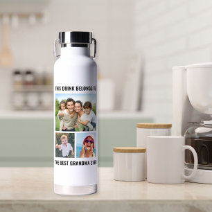 Best Grandma Ever 3 Photo Water Bottle