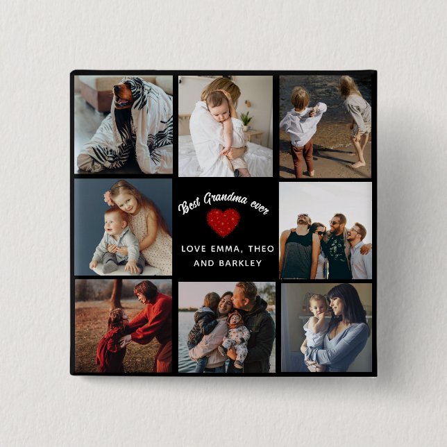 Best Grandma Ever 4 Photo Collage Fun Keepsake Button (Front)