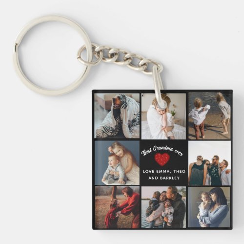 Best Grandma Ever 4 Photo Collage Fun Keepsake Keychain