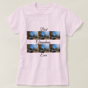 Best Grandma Ever 6 Photo Collage Gift Light Pink  T-Shirt