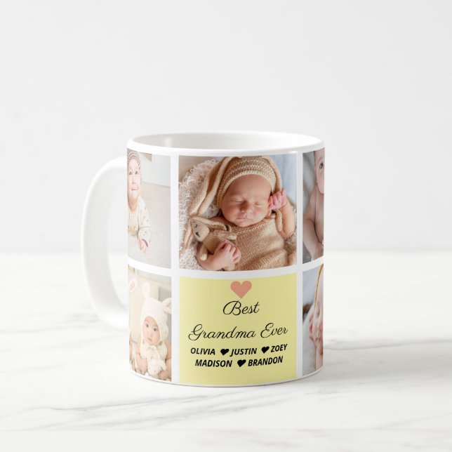 Best Grandma Ever 8-Photo Collage Coffee Mug (Front Left)