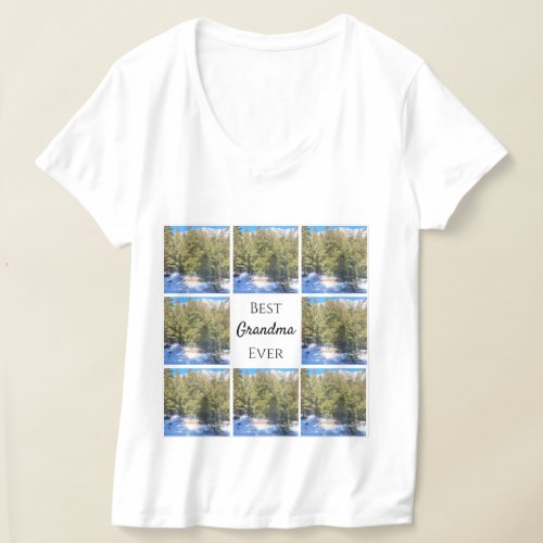 Best Grandma Ever 8 Photo Collage Square Customize T_Shirt